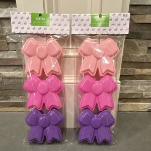 Hobby Lobby Easter Bow Container Set 3pc Pink Purple Plastic Snap Lid Stackable
